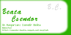 beata csendor business card